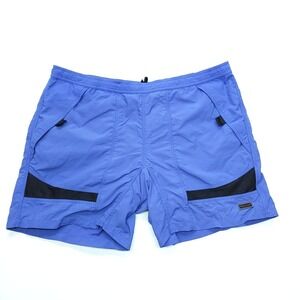 Marmot Swim Trunks Men XL Drawstring Mesh Lined Blue Black Pockets Activewear